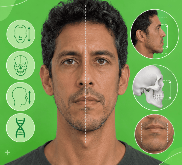 Infografía clínica del rostro alargado